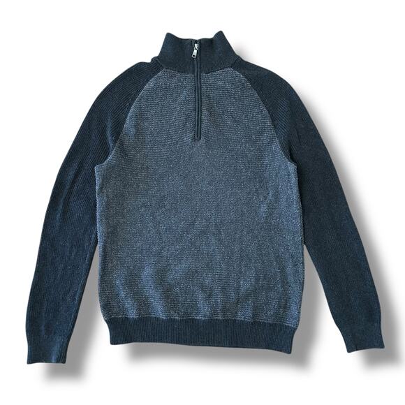 Banana Republic Men’s Charcoal & Dark Gray Half Zip Mock Neck Sweater Size L - Picture 1 of 10